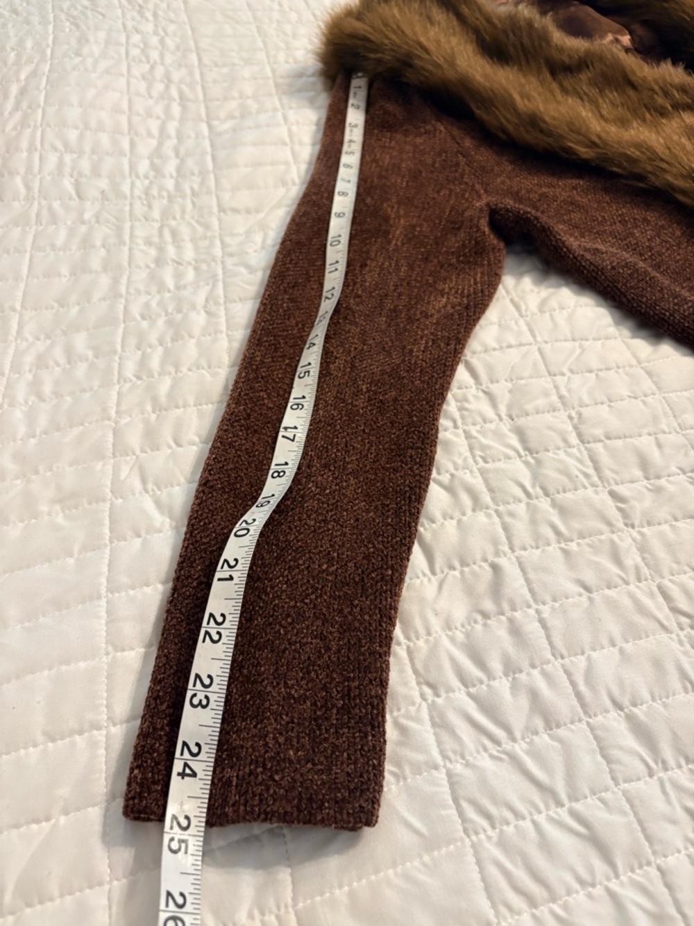 Brown Faux Fur Trim Cardigan Teddy Jacket– Size 2X – Like New - Picture 6 of 8